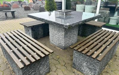 salg af Bord med 4 stk bænke gråsort